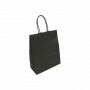Papieren draagtas zwart met koord 18+8 x 22 cm - 90 g/m²