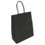 Papieren draagtas zwart met koord 32+12 x 41 cm - 100 g/m²
