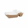 Snackbakje karton bruin/wit met sausvakje 160 x 89 x 35 mm - A7+1 / A23