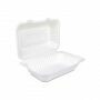 Suikerriet menubox middel wit 230 x 150 x 75 mm - 1-vaks - bagasse Suikerriet menubox middel wit 230 x 150 x 75 mm - 1-vaks - bagasse