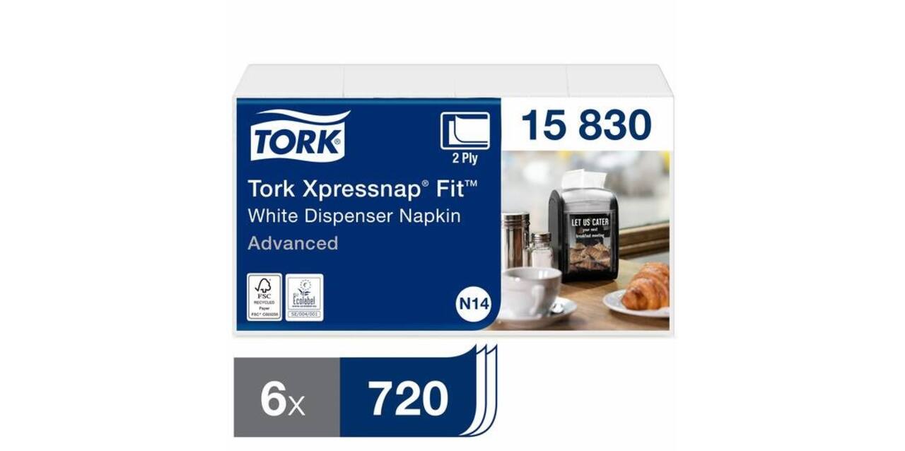 15830 - Dispenserservet recycled papier 21,3 x 16,5 cm wit 2-laags multifold Z TORK