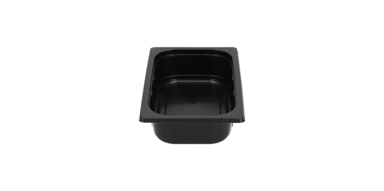 Plastic gastrobak PP 1/4 G60 rechthoekig 264 x 163 x 60 mm - zwart 1750 cc