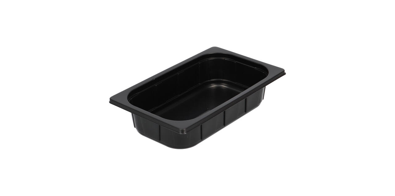 Plastic gastrobak PP 1/4 G60 rechthoekig 264 x 163 x 60 mm - zwart 1750 cc