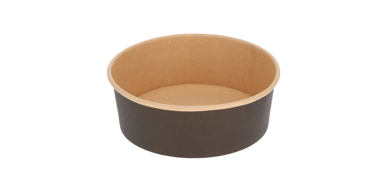 Bak bruinkraft/PE rond Ø 185/65 mm 1300 ml zwart  42,7oz  - 1275