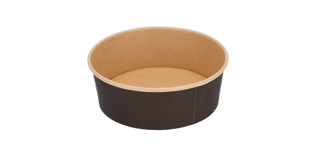Bak bruinkraft/PE rond Ø 185/65 mm 1300 ml zwart  42,7oz  - 1275