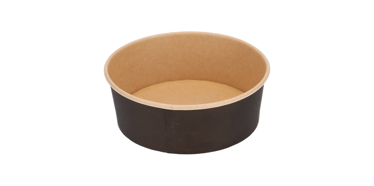 Bak bruinkraft/PE rond Ø 185/65 mm 1300 ml zwart  42,7oz  - 1275