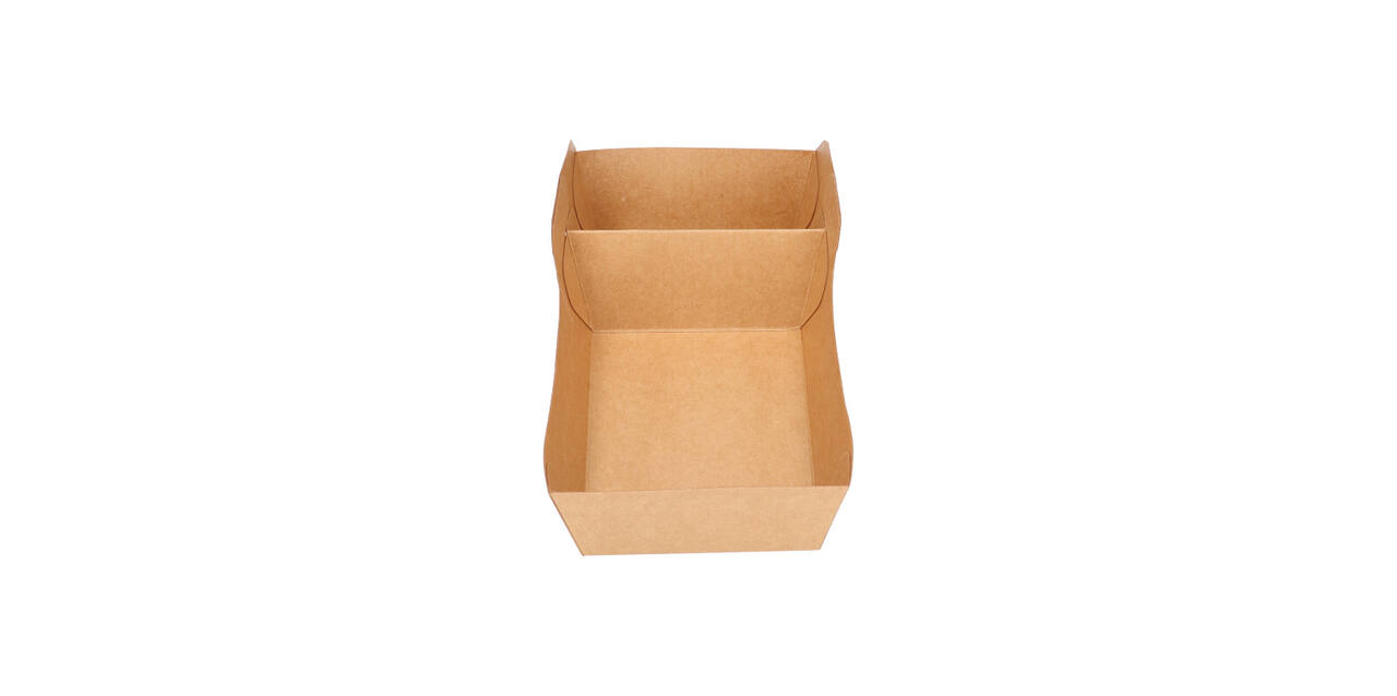 Bakjes bruinkraft/PE 180 (132+48) x 85 x 35 mm (A9 + extra bakje) - A22