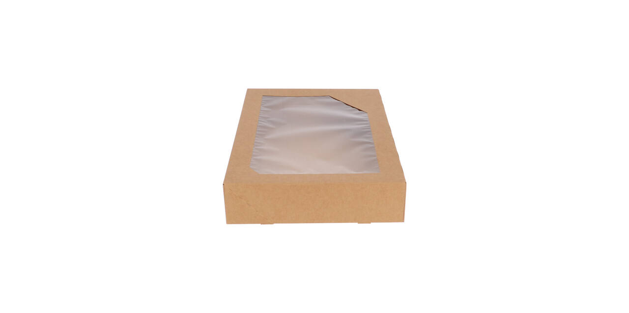 Cateringdozen Bruinkraft met Venster 46 x 31 x 8 cm - middel