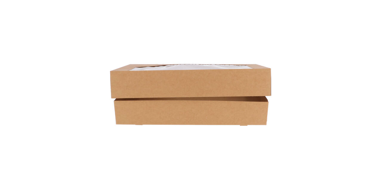 Cateringdozen Bruinkraft met Venster 46 x 31 x 8 cm - middel