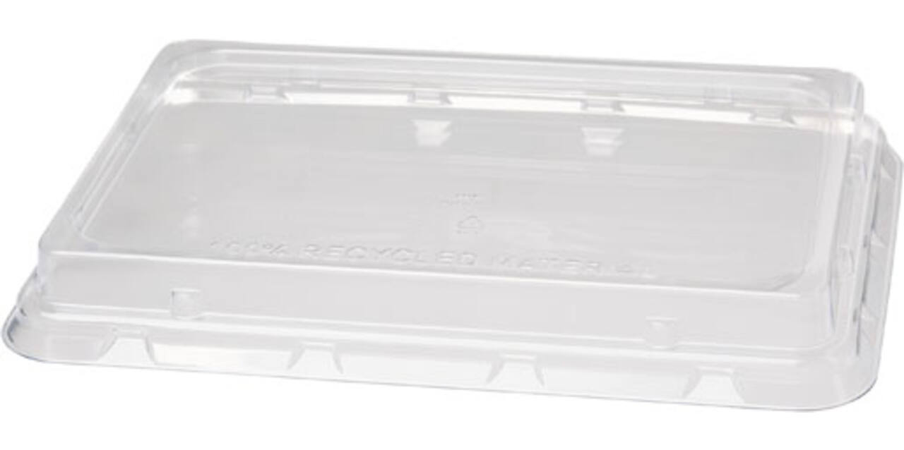 188063 - Deksel 100% rPET tbv Box bagasse 239 x 165 x 46 mm - 850/1200 cc - transparant