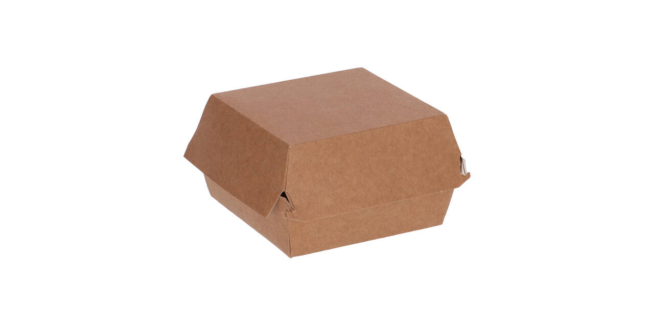 Hamburgerbak karton 115 x 115 x 80 mm wit/ bruin "Paper2Paper"