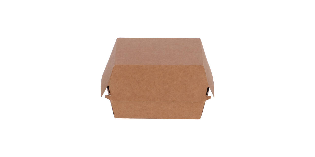 Hamburgerbak karton 115 x 115 x 80 mm wit/ bruin "Paper2Paper"