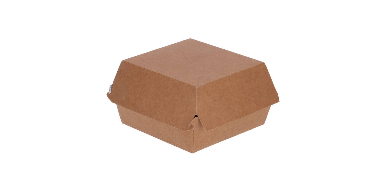 Hamburgerbak karton 115 x 115 x 80 mm wit/ bruin "Paper2Paper"