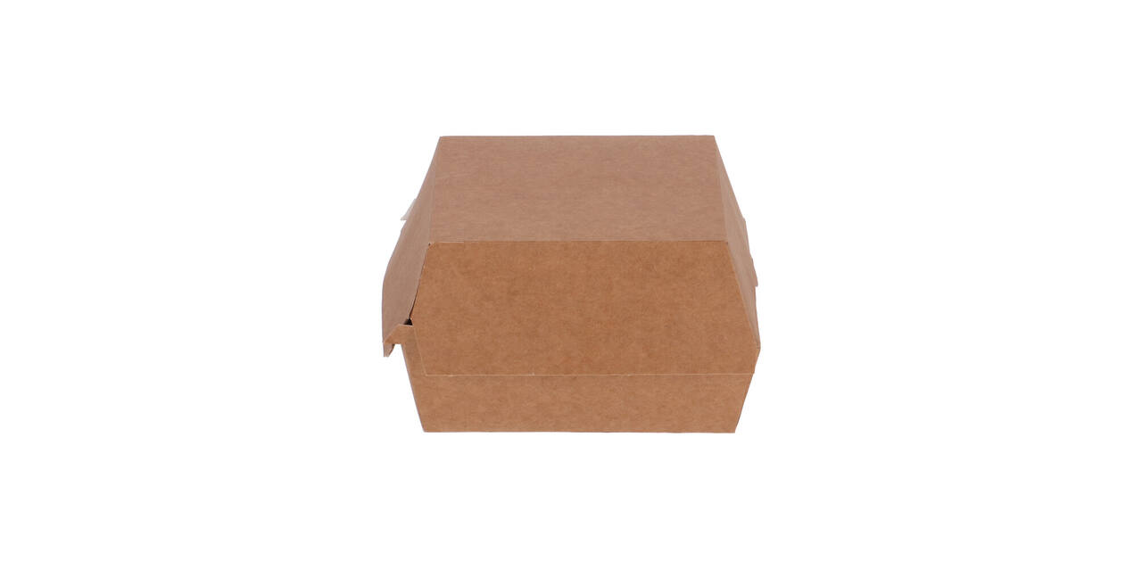 Hamburgerbak karton 115 x 115 x 80 mm wit/ bruin "Paper2Paper"