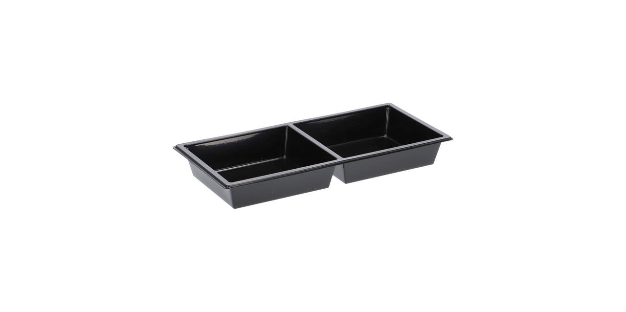 Tapas tray APET 2-vaks 25 x 12 x 3 cm 580 cc zwart - 459402