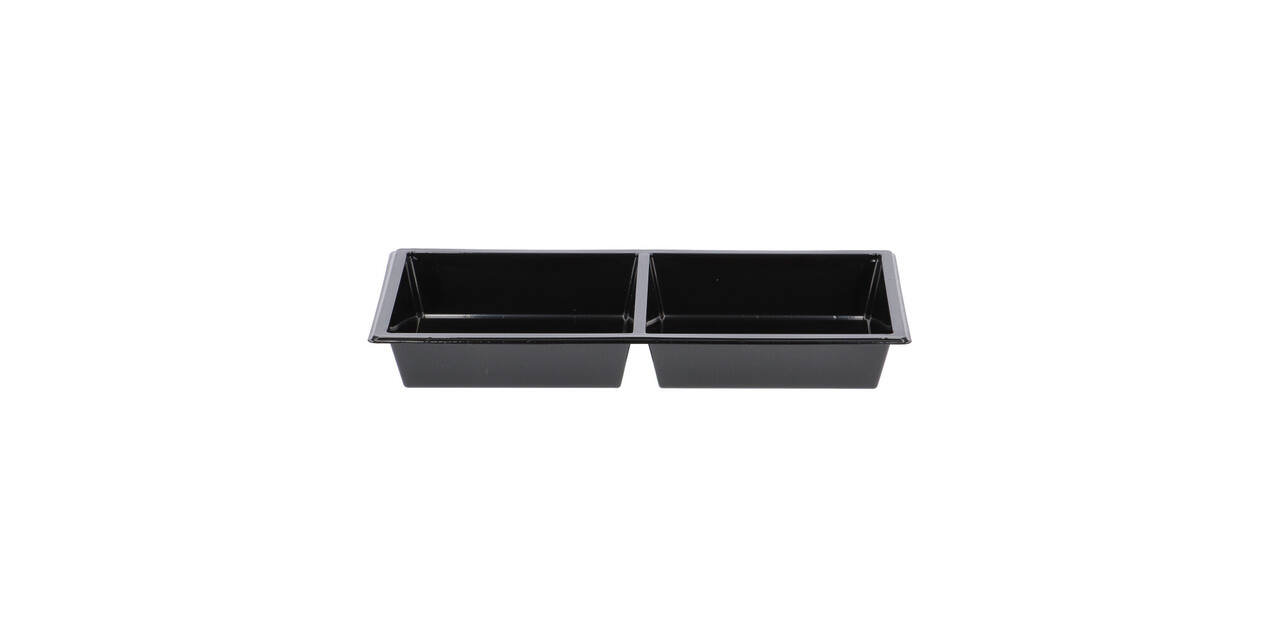 Tapas tray APET 2-vaks 25 x 12 x 3 cm 580 cc zwart - 459402