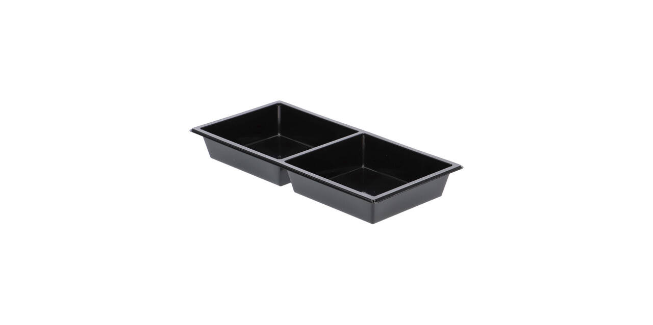 Tapas tray APET 2-vaks 25 x 12 x 3 cm 580 cc zwart - 459402