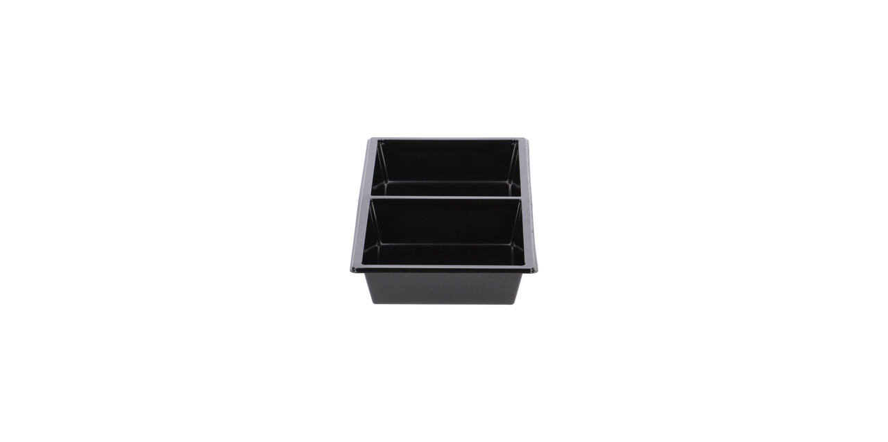 Tapas tray APET 2-vaks 25 x 12 x 3 cm 580 cc zwart - 459402