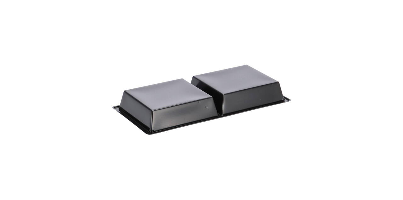 Tapas tray APET 2-vaks 25 x 12 x 3 cm 580 cc zwart - 459402