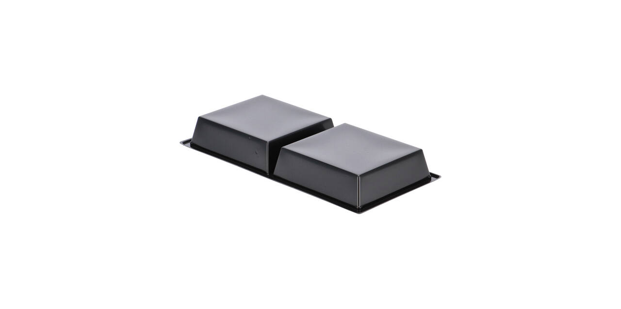 Tapas tray APET 2-vaks 25 x 12 x 3 cm 580 cc zwart - 459402