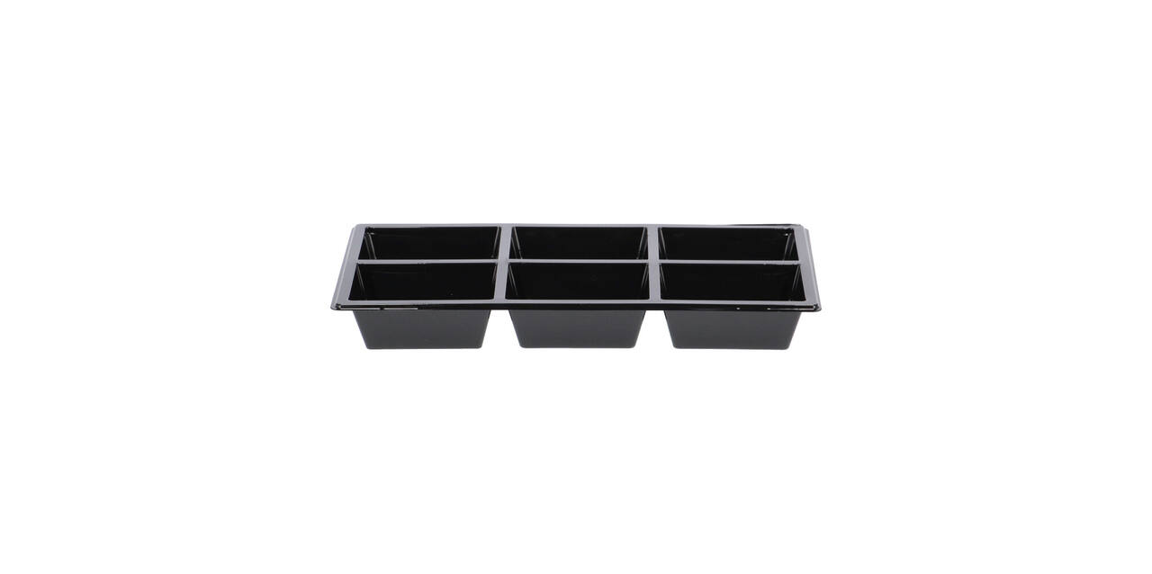 Tapas tray APET 6-vaks 25 x 12 x 3 cm 580 cc zwart - 459406A