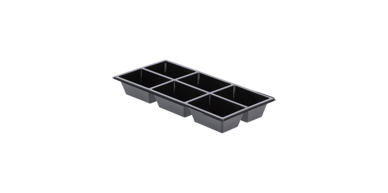 Tapas tray APET 6-vaks 25 x 12 x 3 cm 580 cc zwart - 459406A