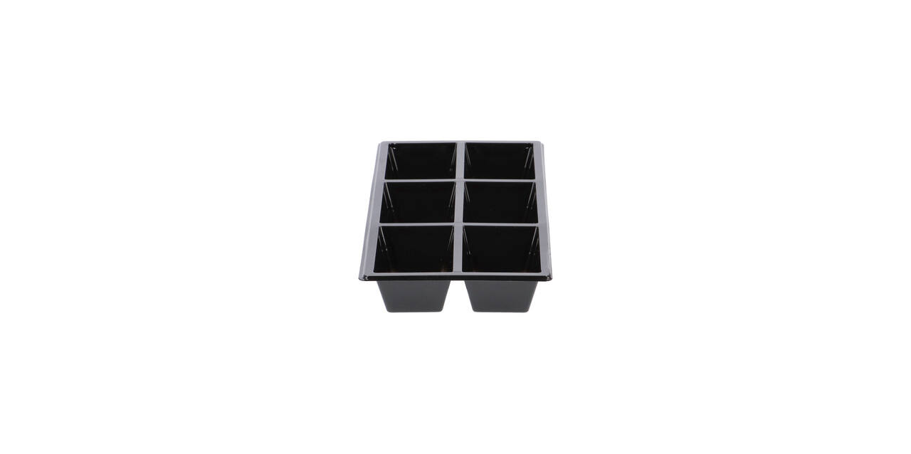 Tapas tray APET 6-vaks 25 x 12 x 3 cm 580 cc zwart - 459406A