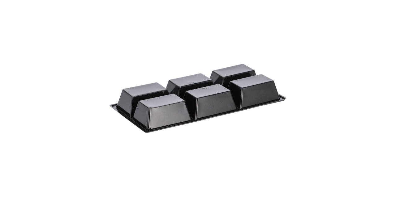Tapas tray APET 6-vaks 25 x 12 x 3 cm 580 cc zwart - 459406A