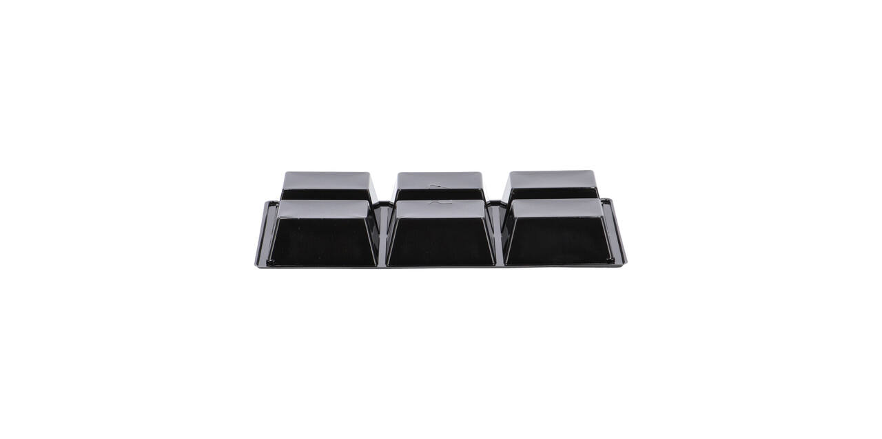 Tapas tray APET 6-vaks 25 x 12 x 3 cm 580 cc zwart - 459406A