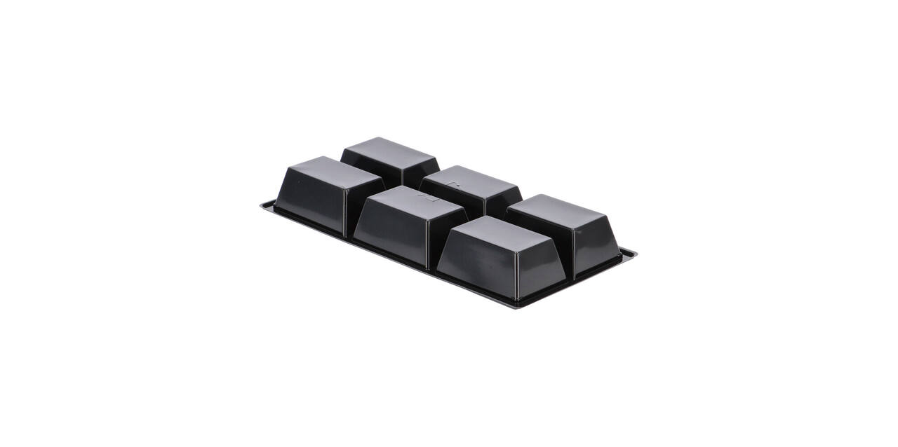 Tapas tray APET 6-vaks 25 x 12 x 3 cm 580 cc zwart - 459406A