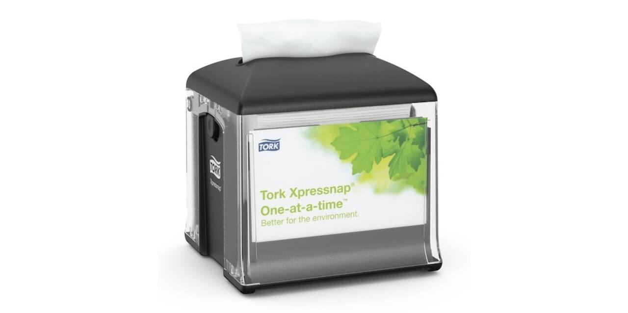 272808T - Servet dispenser kunststof 14,9 x 14,9 x 15,7 cm zwart leaf design TORK