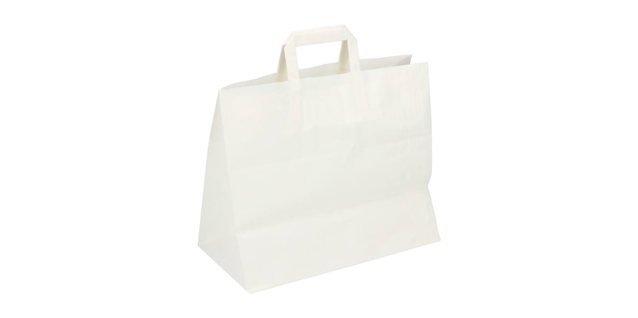 Draagtas papier 32 x 17 x 27 cm 70 gram wit plat handvat