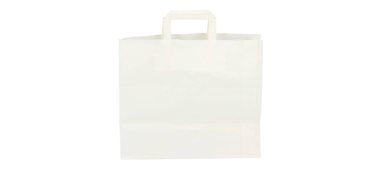 Draagtas papier 32 x 17 x 27 cm 70 gram wit plat handvat