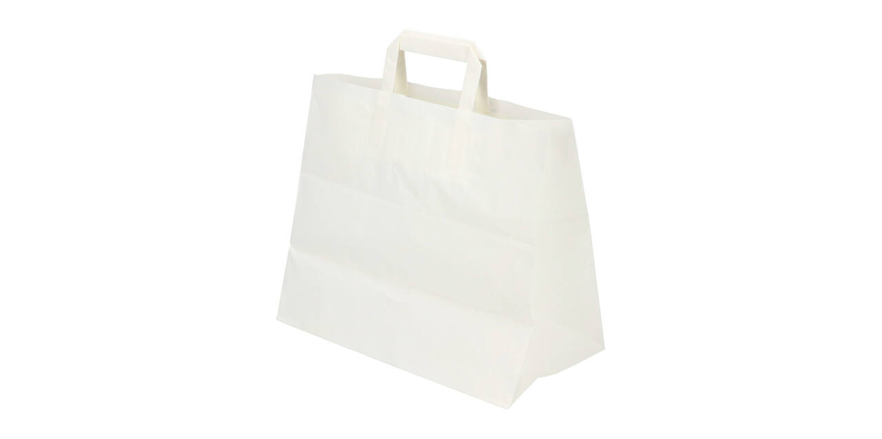 Draagtas papier 32 x 17 x 27 cm 70 gram wit plat handvat
