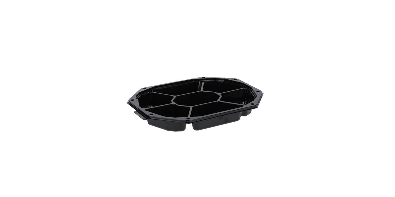 Cateringschaal APET CS 335/250 zwart 8-hoekig 7-vaks