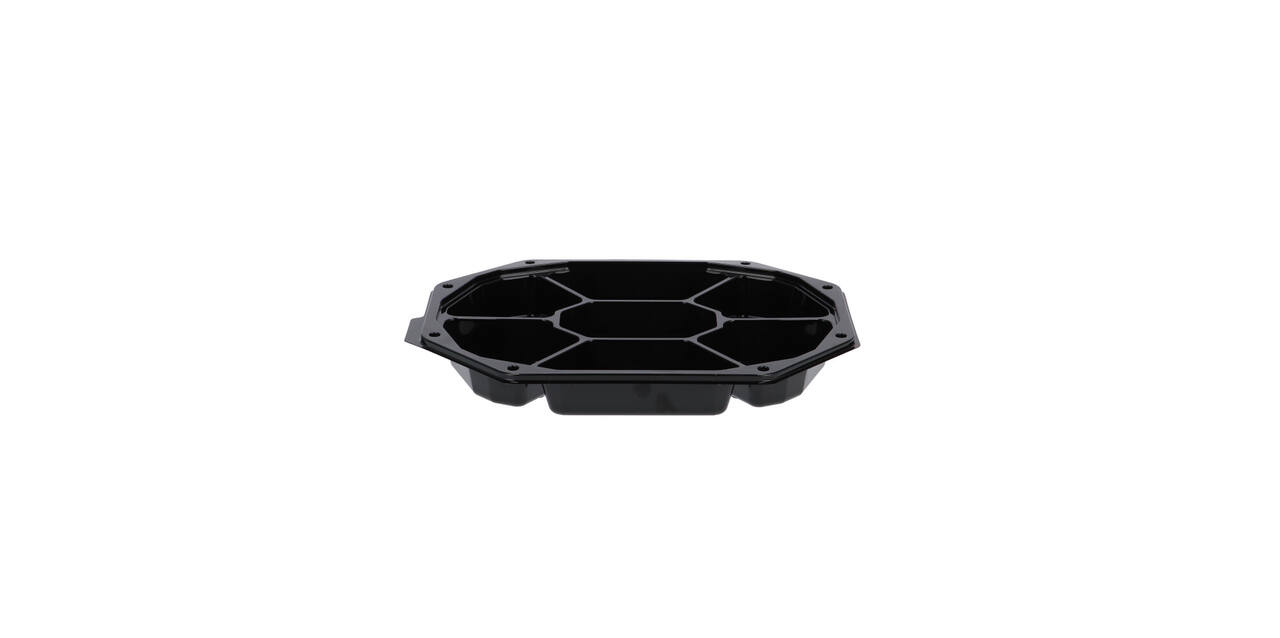 Cateringschaal APET CS 335/250 zwart 8-hoekig 7-vaks