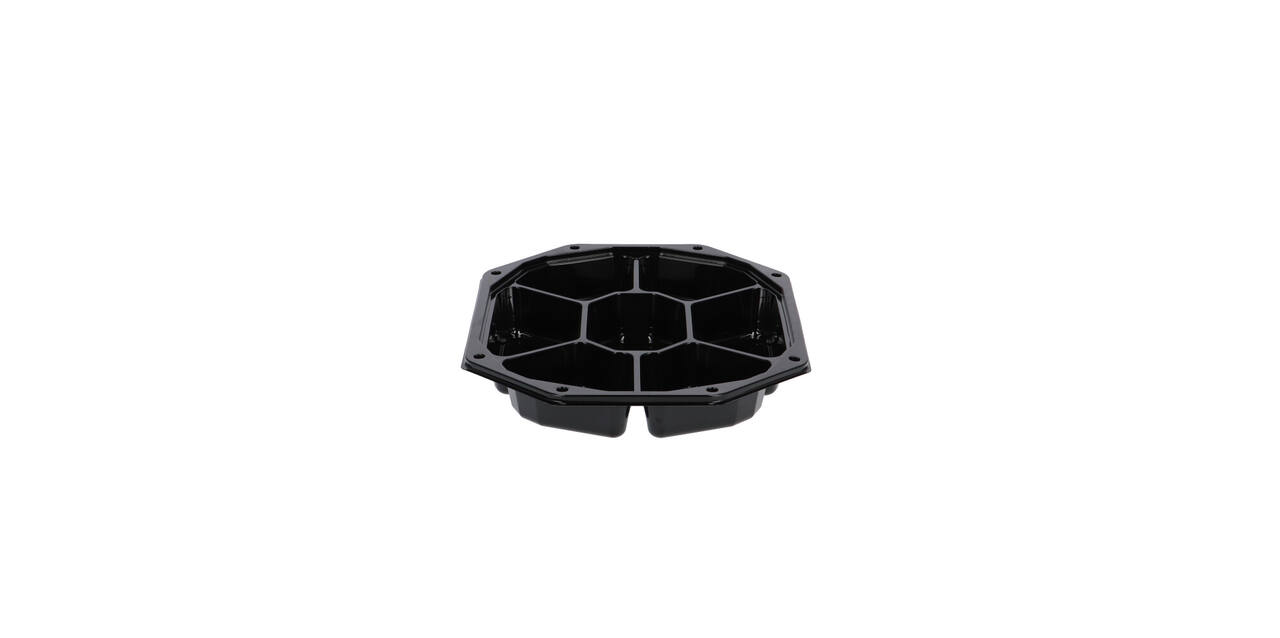 Cateringschaal APET CS 335/250 zwart 8-hoekig 7-vaks