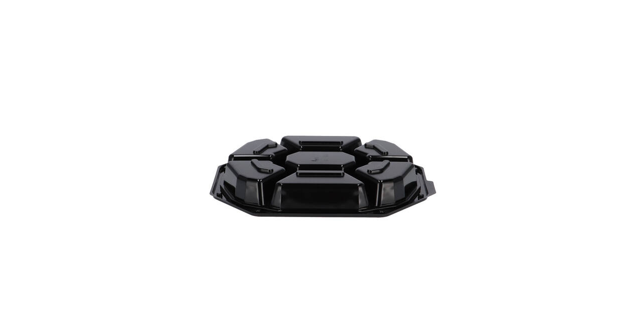 Cateringschaal APET CS 335/250 zwart 8-hoekig 7-vaks