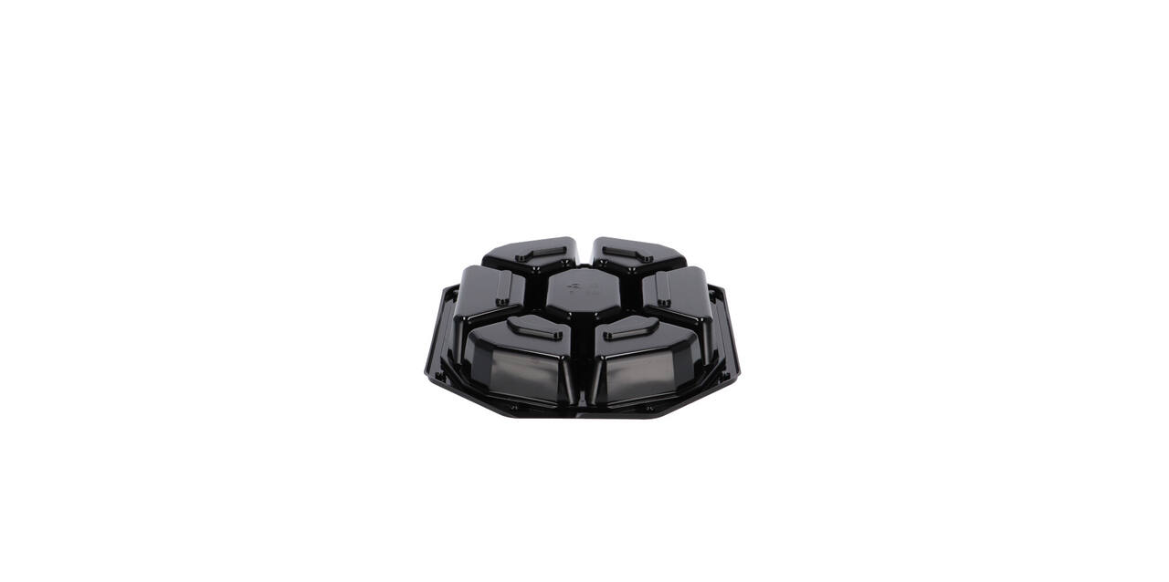 Cateringschaal APET CS 335/250 zwart 8-hoekig 7-vaks