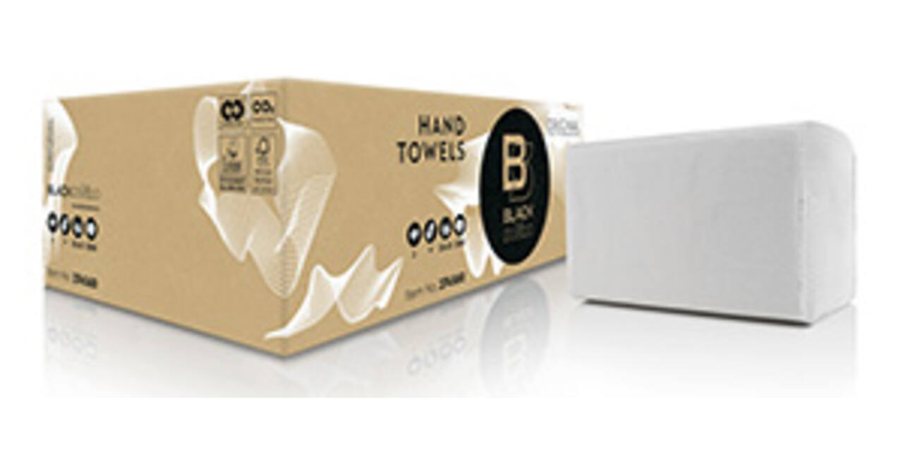 Handdoekjes Satino Ecolabel wit 2-lgs tissue Black V-vw 20 x 23 cm 276500