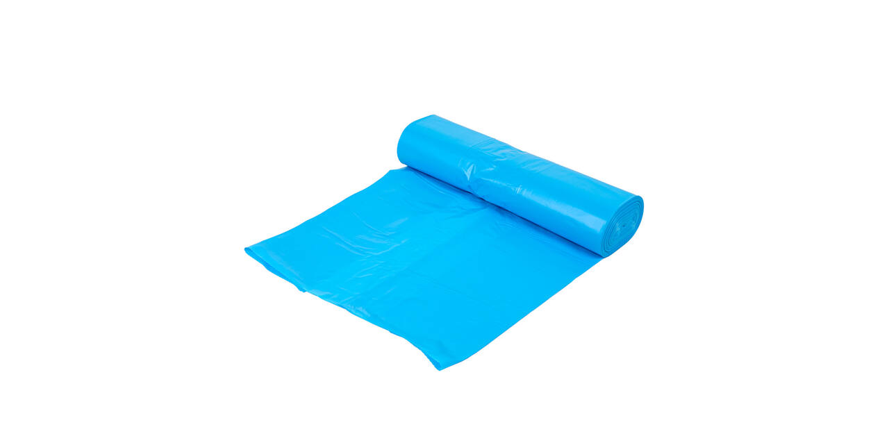 Afvalzak HDPE 66/32 x 145 cm blauw T70 op rol (á 10 st)