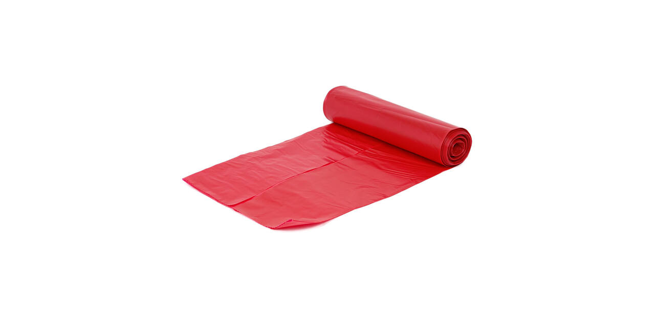 Afvalzak HDPE 60 x 110 cm rood T50 op rol (á 20 st)