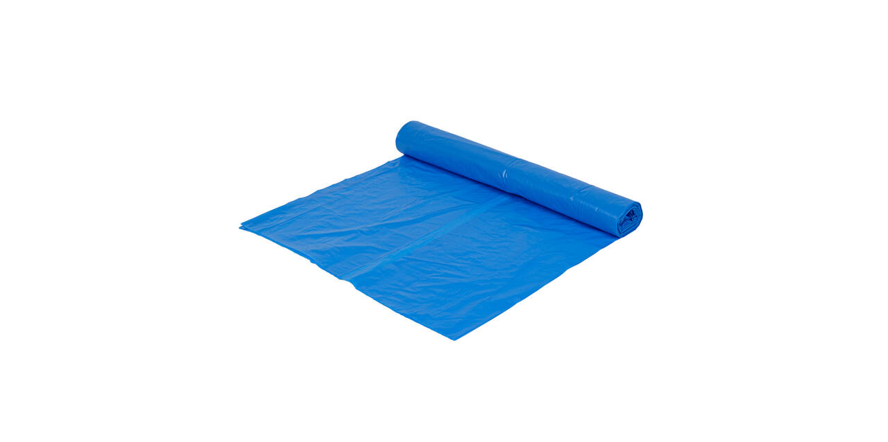 Afvalzak HDPE 63 x 70 cm blauw T15 op rol (á 25 st)