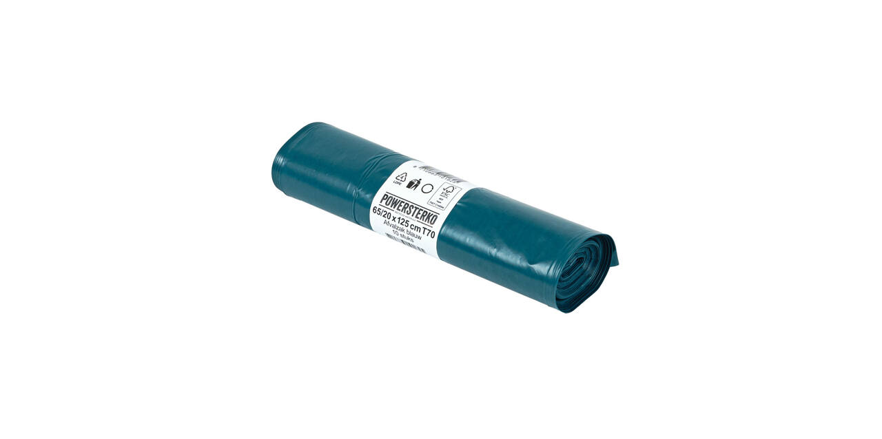 Afvalzak LDPE 65/20 x 125 cm blauw T70 op rol (á 10 st)