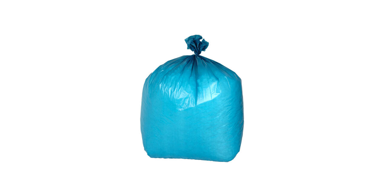 Afvalzak LDPE 65/25 x 140 cm blauw 52my op rol (á 10 st)