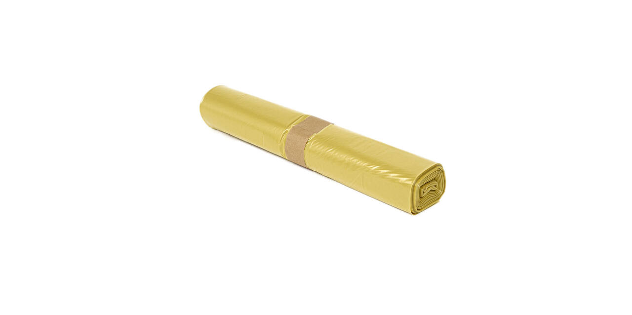 Afvalzak LDPE 80 x 110 cm geel T60 op rol (á 20 st)