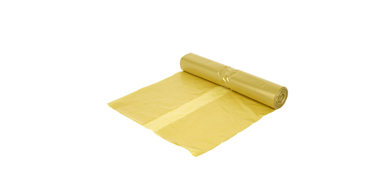 Afvalzak LDPE 80 x 110 cm geel T60 op rol (á 20 st)