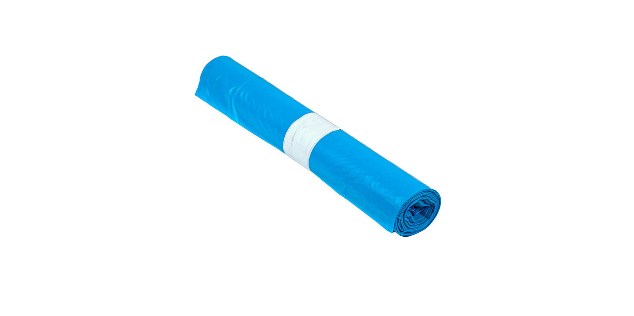 Afvalzak HDPE 80 x 120 cm blauw T30 op rol (á 20 st)