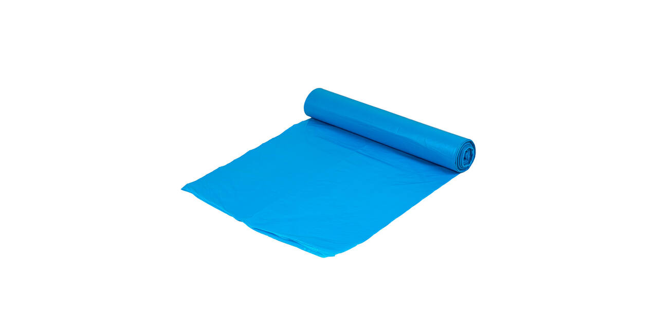 Afvalzak HDPE 80 x 120 cm blauw T30 op rol (á 20 st)