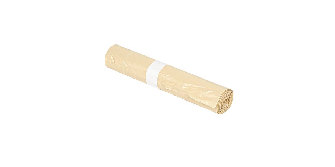 Afvalzak HDPE 58 x 100 cm beige T23 op rol (á 25 st)